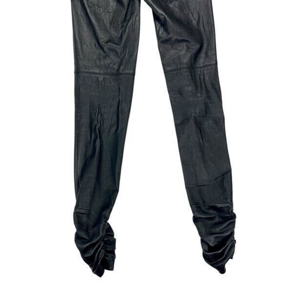 NOR Leather Pants Womens Size 30 Tall Black Ruffle Ankle Sexy Grunge Witchcore - Picture 7 of 14